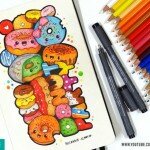 Монстрики Дудлинг для раскрашивания