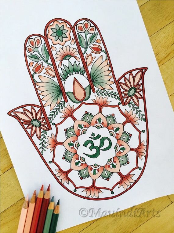 Раскрашенные раскраски рука индия
