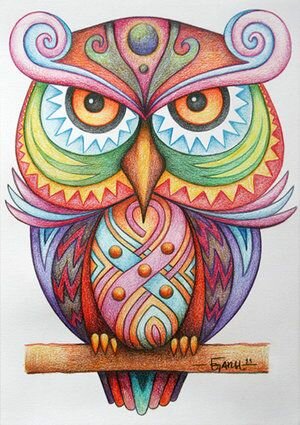 Раскрашенные раскраски сова