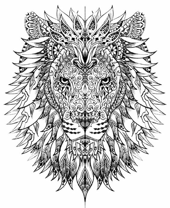 раскраска антистресс сложная лев