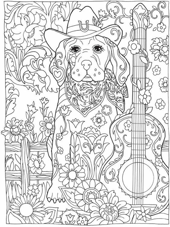 раскраска антистресс собака распечатать
